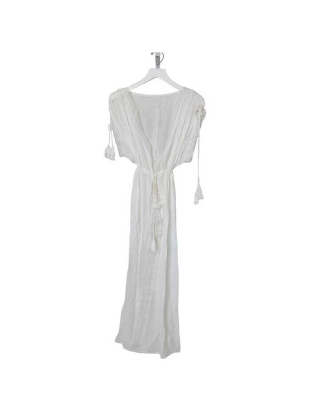 White Tassel Detail Cover Up Maxi Dress